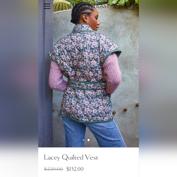 Self Contrast Lacey Quilted Vest - M - Picture 3 of 10